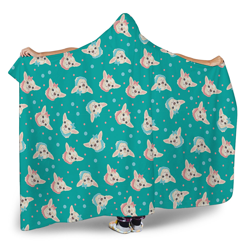 Chihuahua Puppy Pattern Print Hooded Blanket