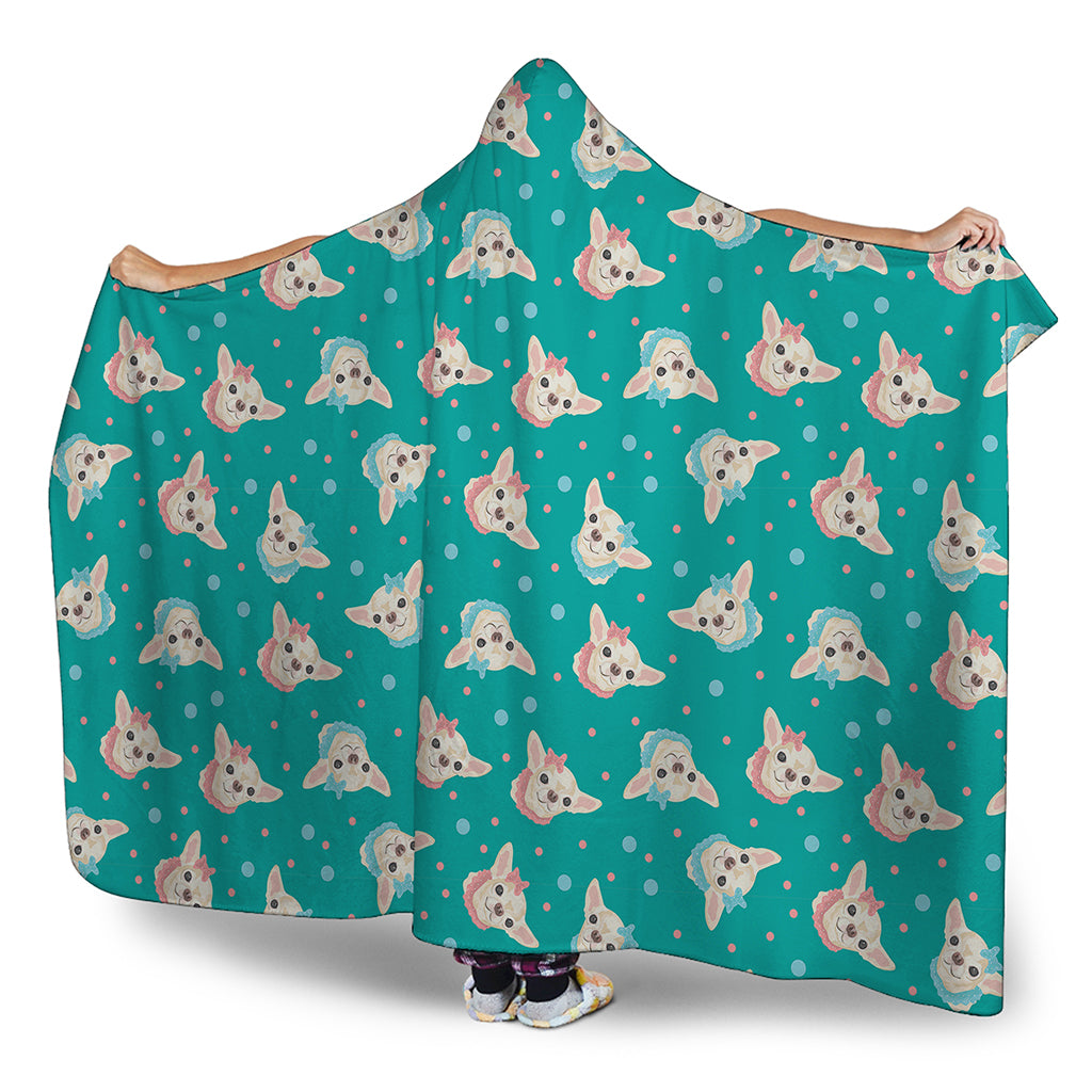 Chihuahua Puppy Pattern Print Hooded Blanket