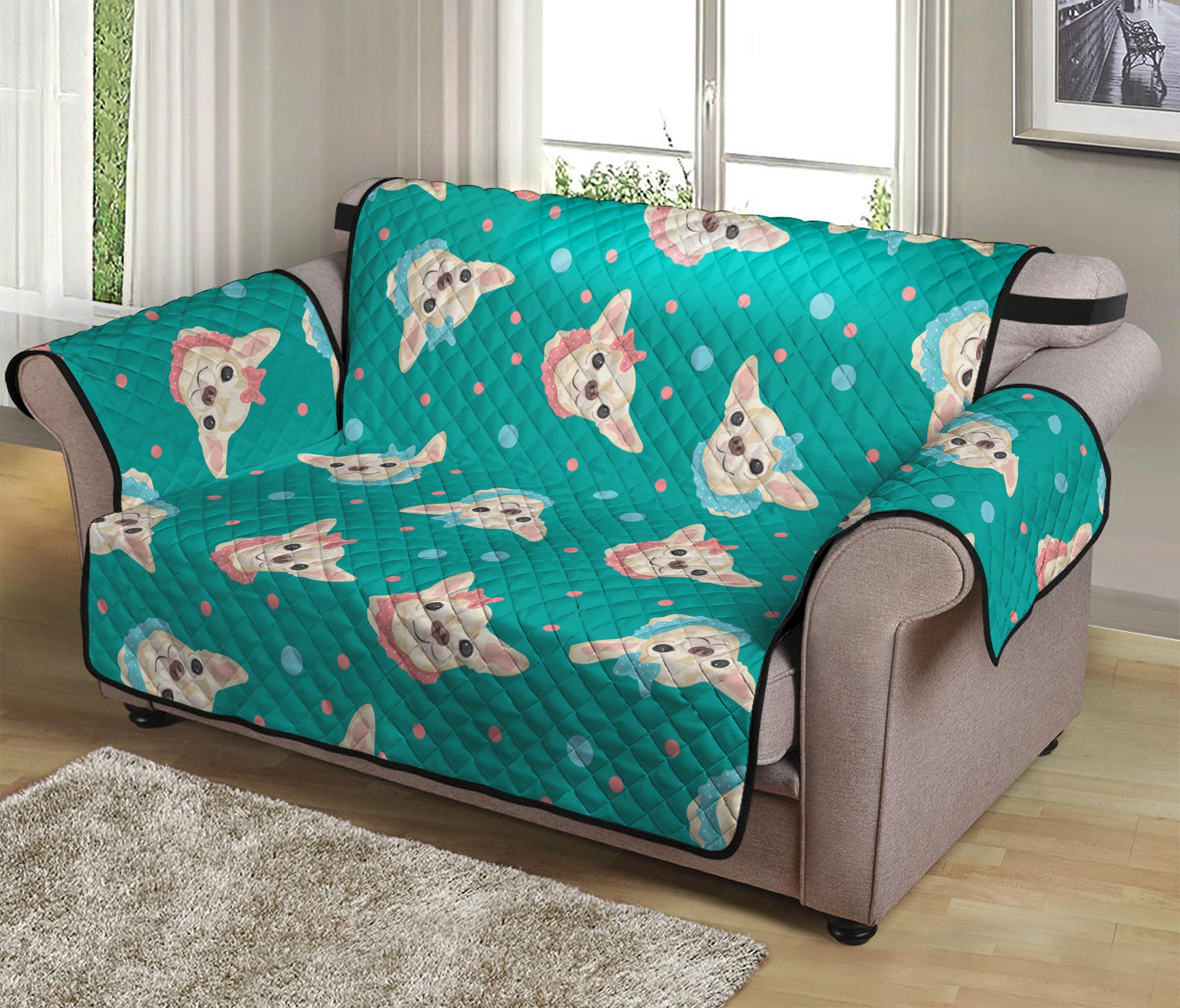 Chihuahua Puppy Pattern Print Loveseat Protector