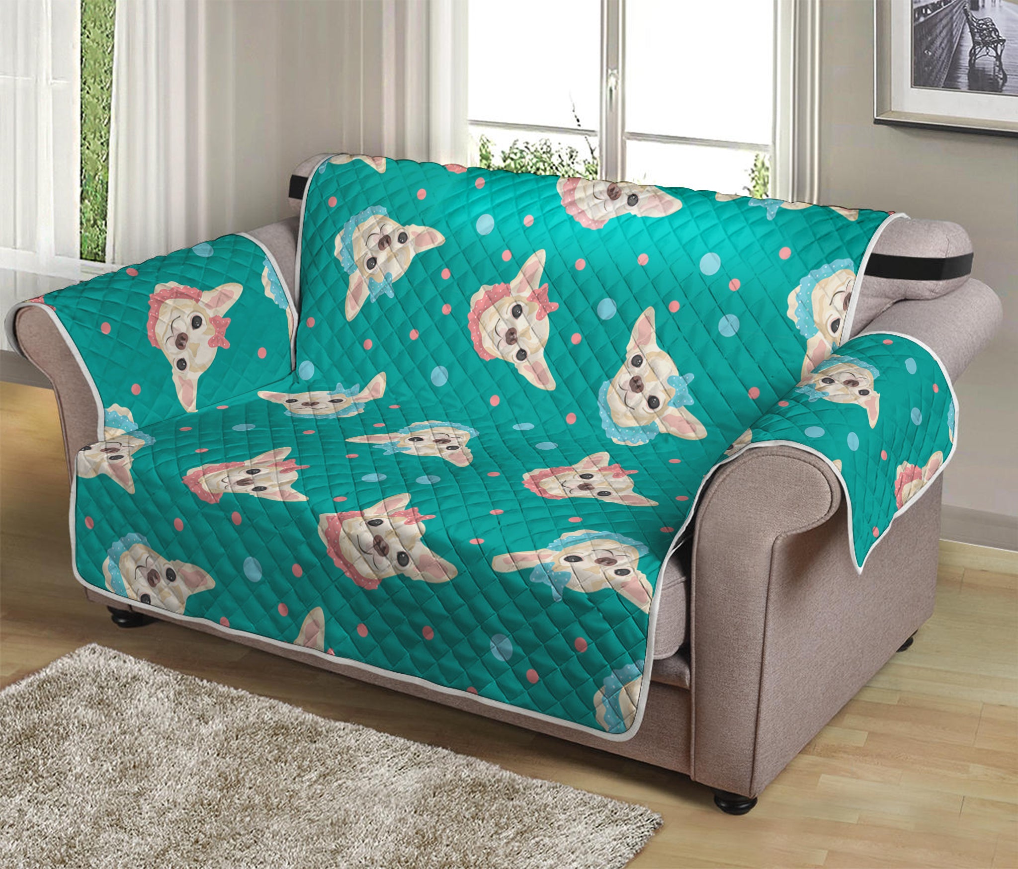 Chihuahua Puppy Pattern Print Loveseat Protector