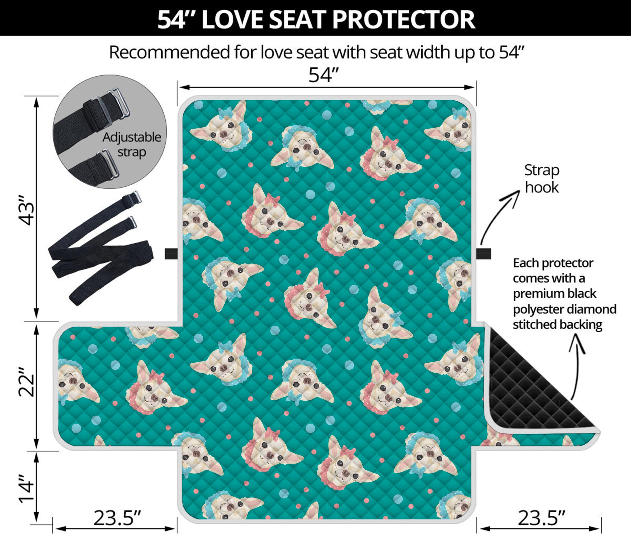 Chihuahua Puppy Pattern Print Loveseat Protector