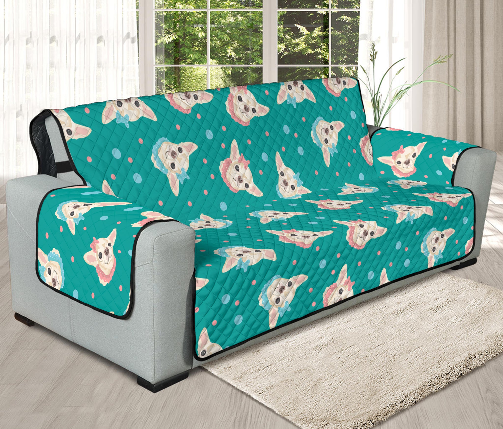 Chihuahua Puppy Pattern Print Oversized Sofa Protector