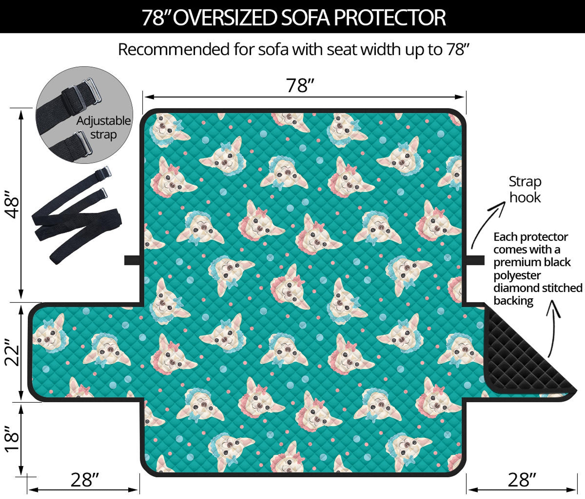 Chihuahua Puppy Pattern Print Oversized Sofa Protector