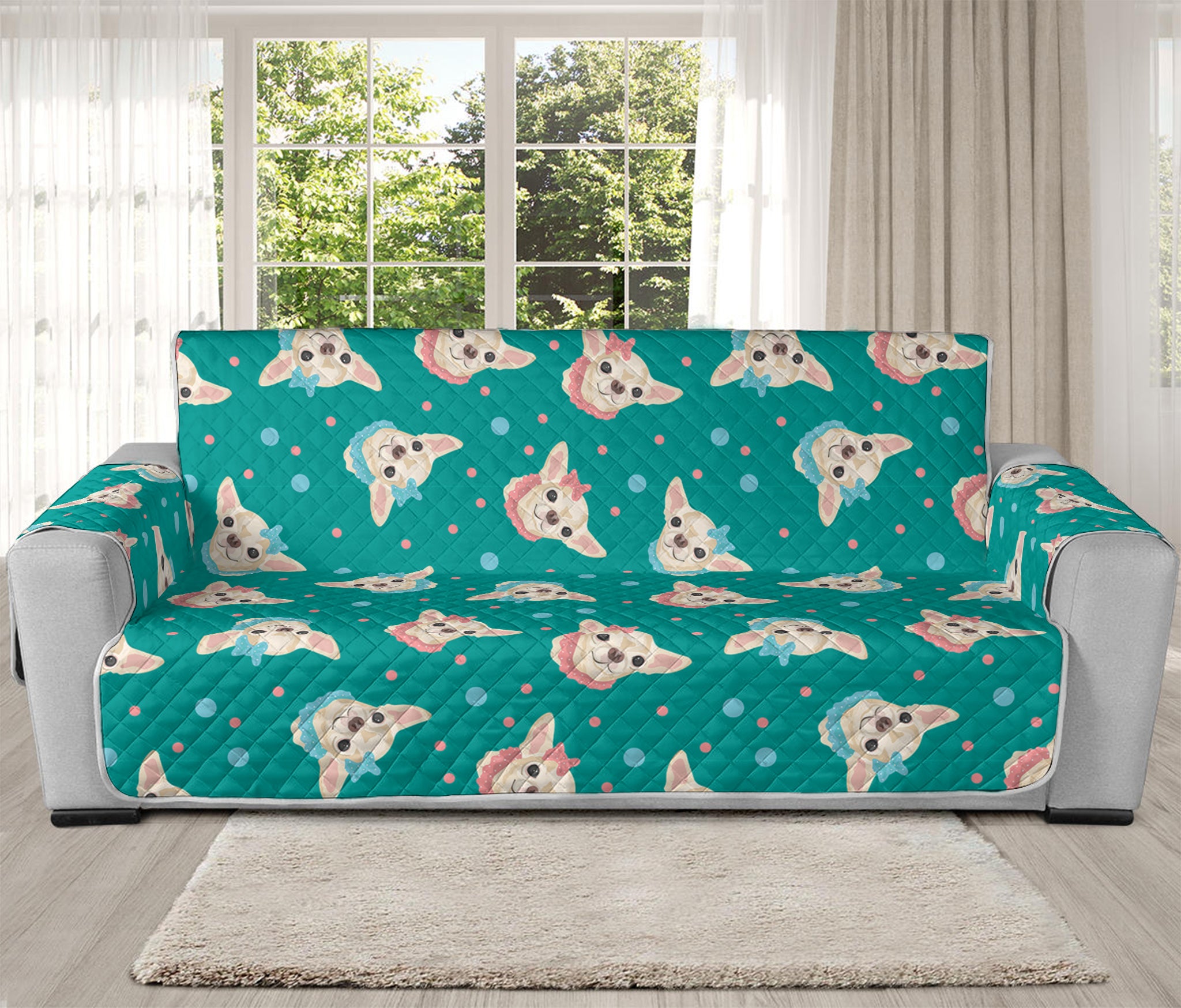 Chihuahua Puppy Pattern Print Oversized Sofa Protector