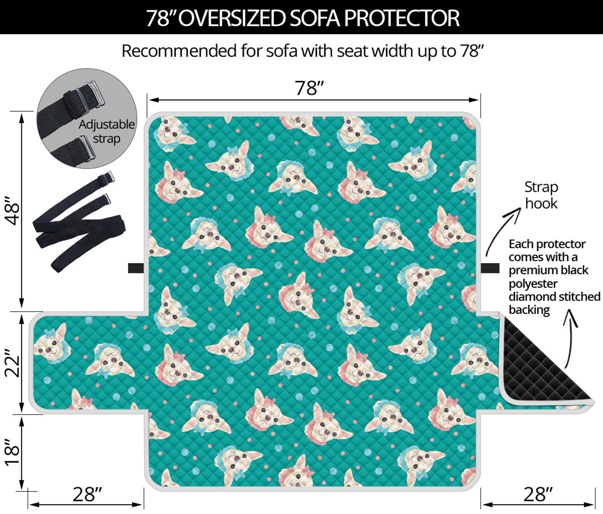 Chihuahua Puppy Pattern Print Oversized Sofa Protector