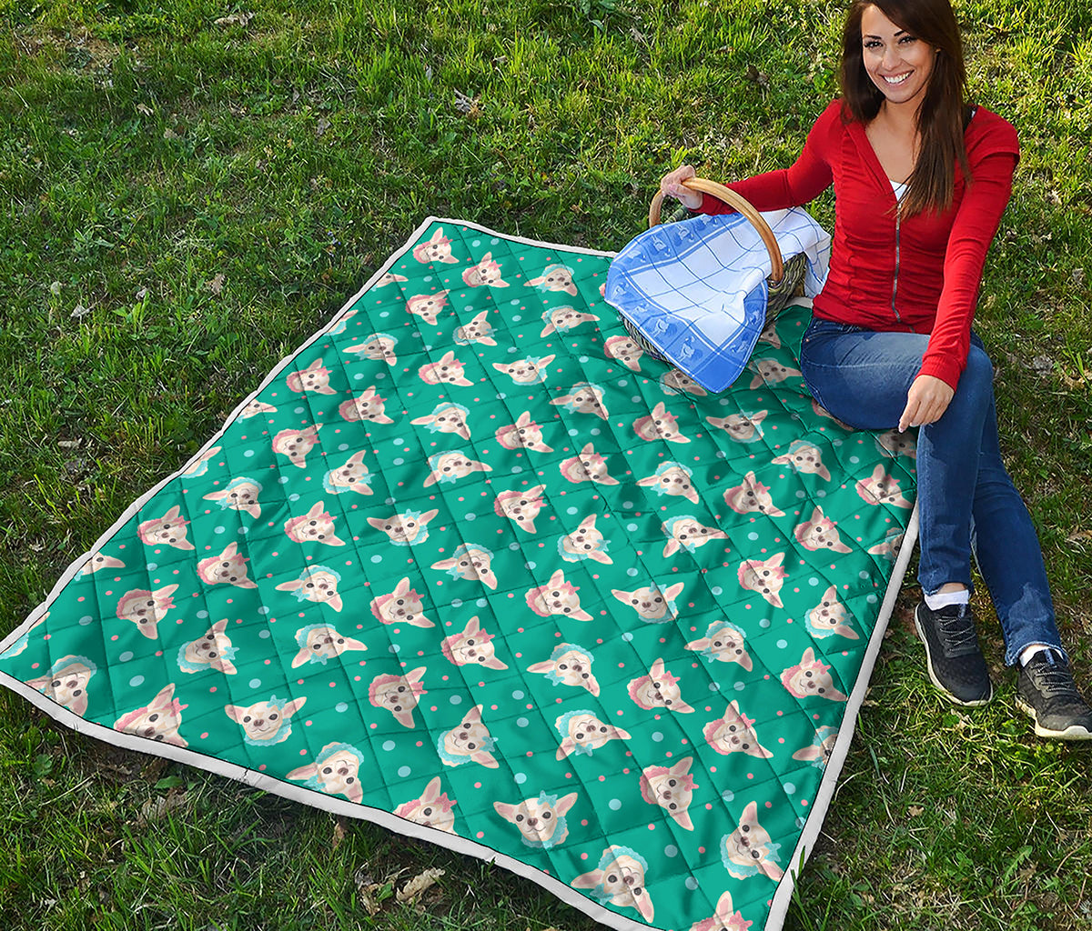 Chihuahua Puppy Pattern Print Quilt