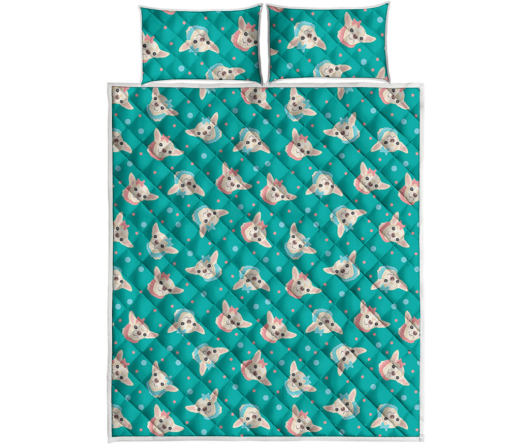 Chihuahua Puppy Pattern Print Quilt Bed Set