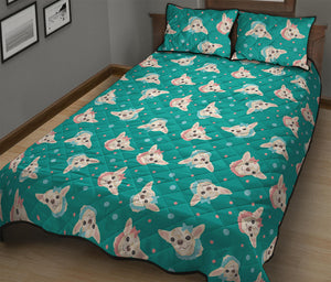 Chihuahua Puppy Pattern Print Quilt Bed Set