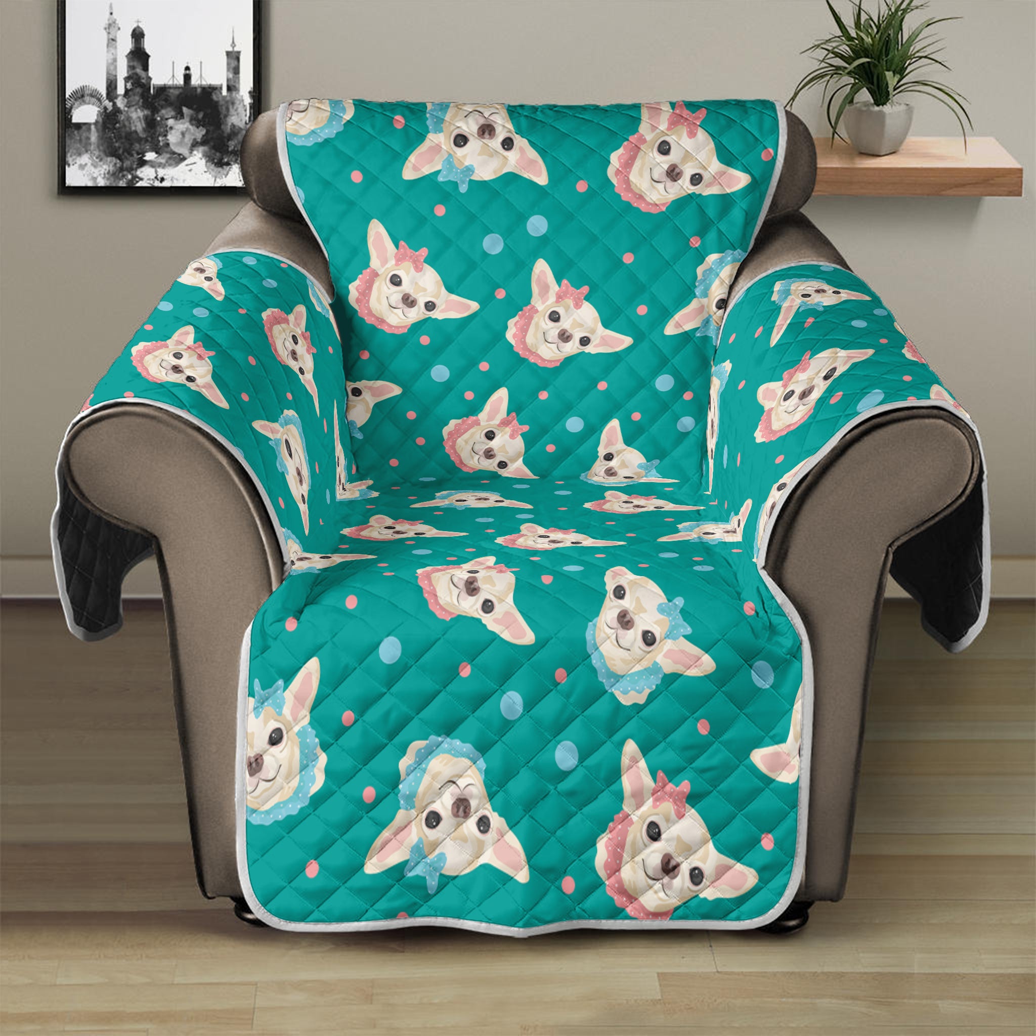 Chihuahua Puppy Pattern Print Recliner Protector