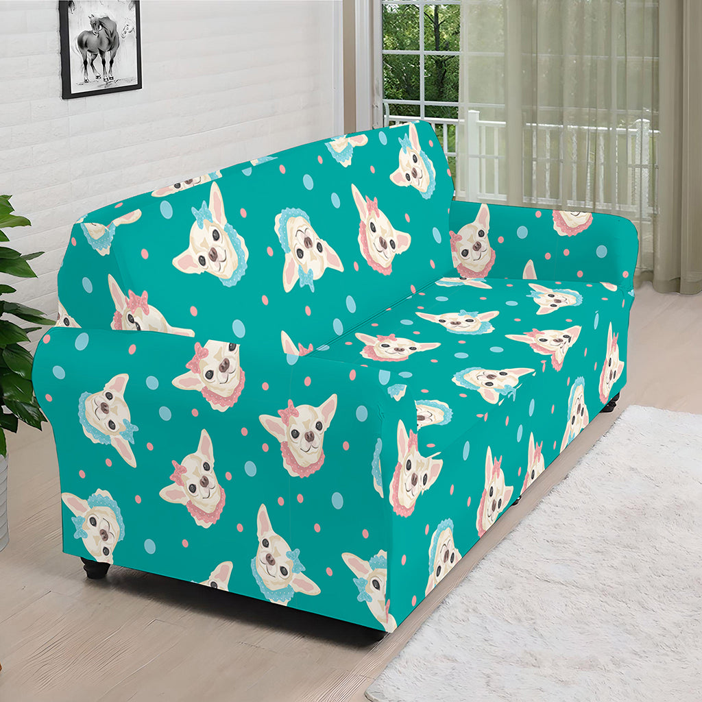 Chihuahua Puppy Pattern Print Sofa Cover