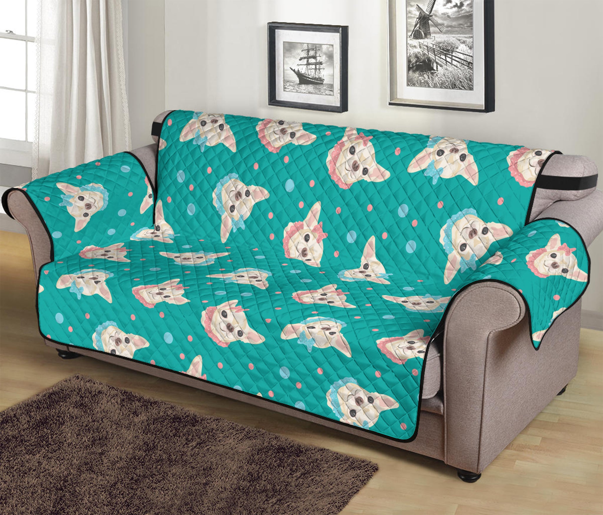 Chihuahua Puppy Pattern Print Sofa Protector