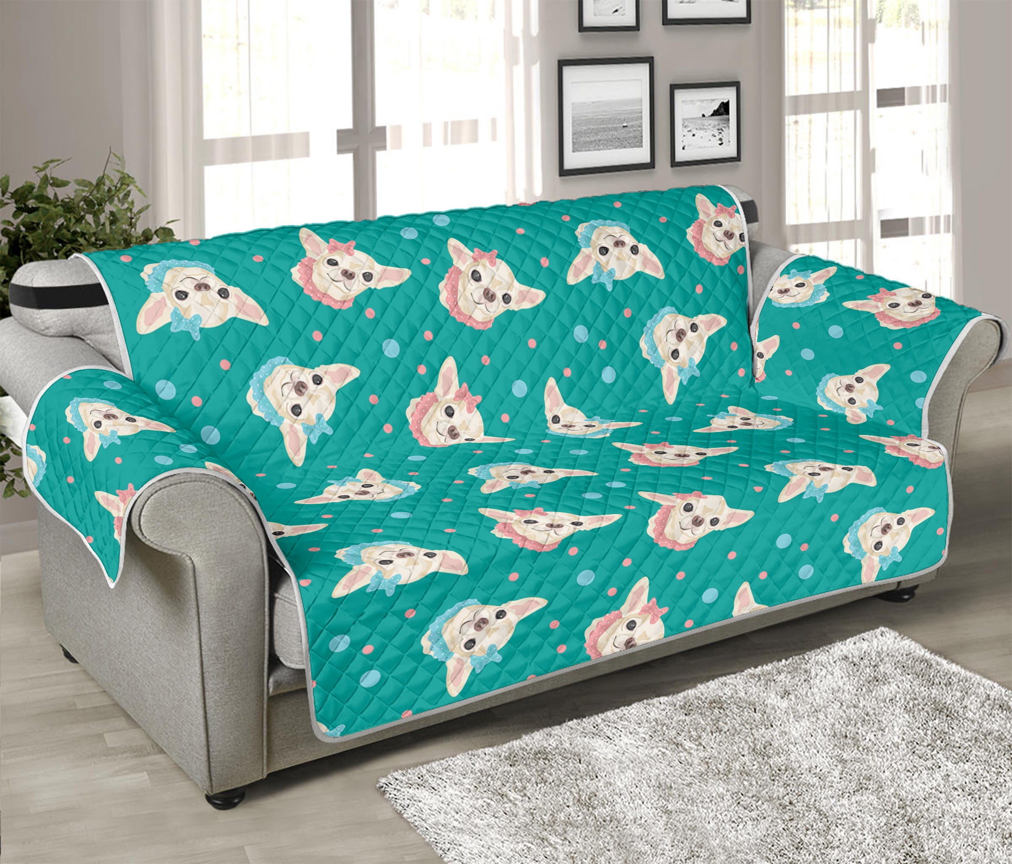 Chihuahua Puppy Pattern Print Sofa Protector