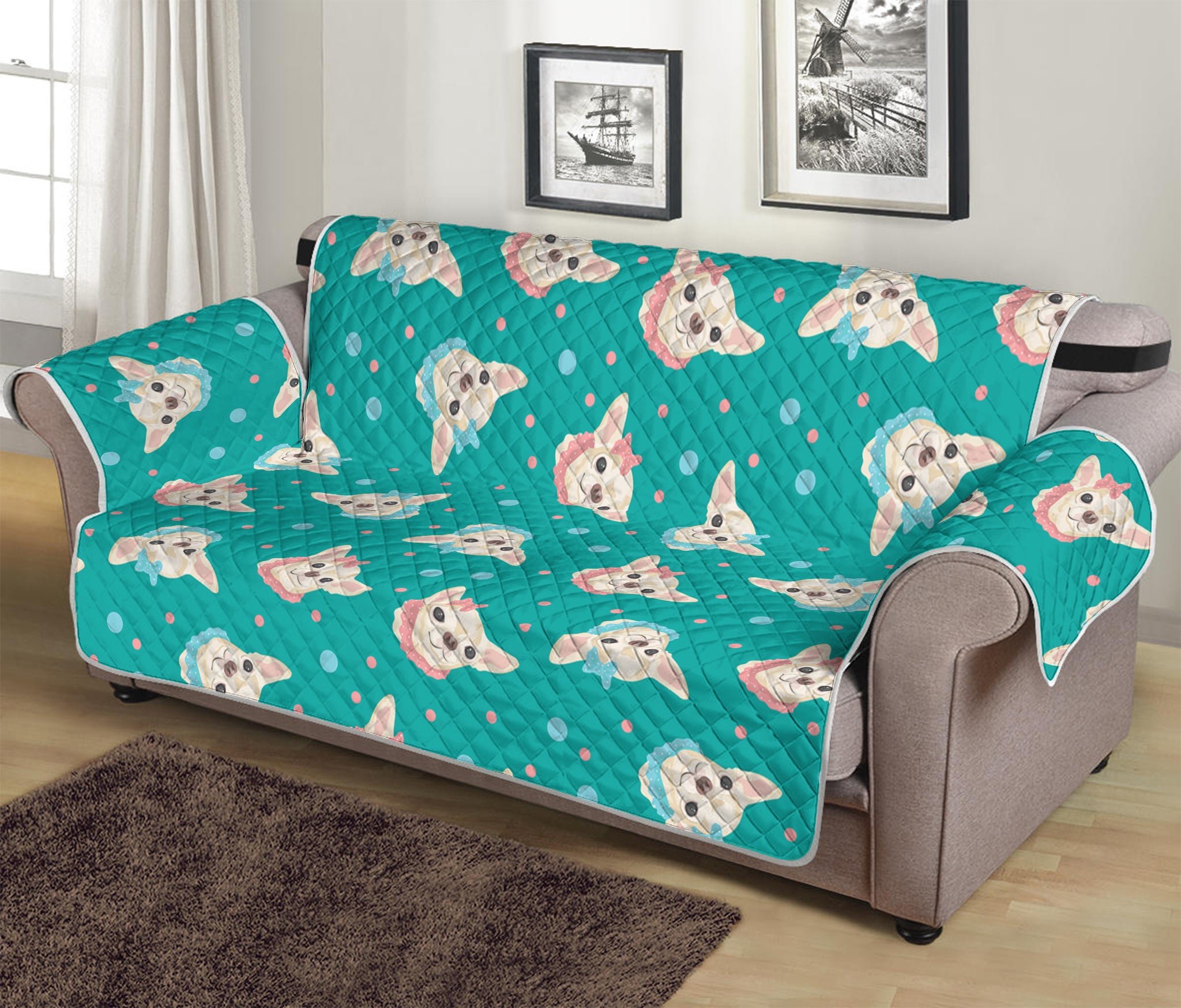 Chihuahua Puppy Pattern Print Sofa Protector