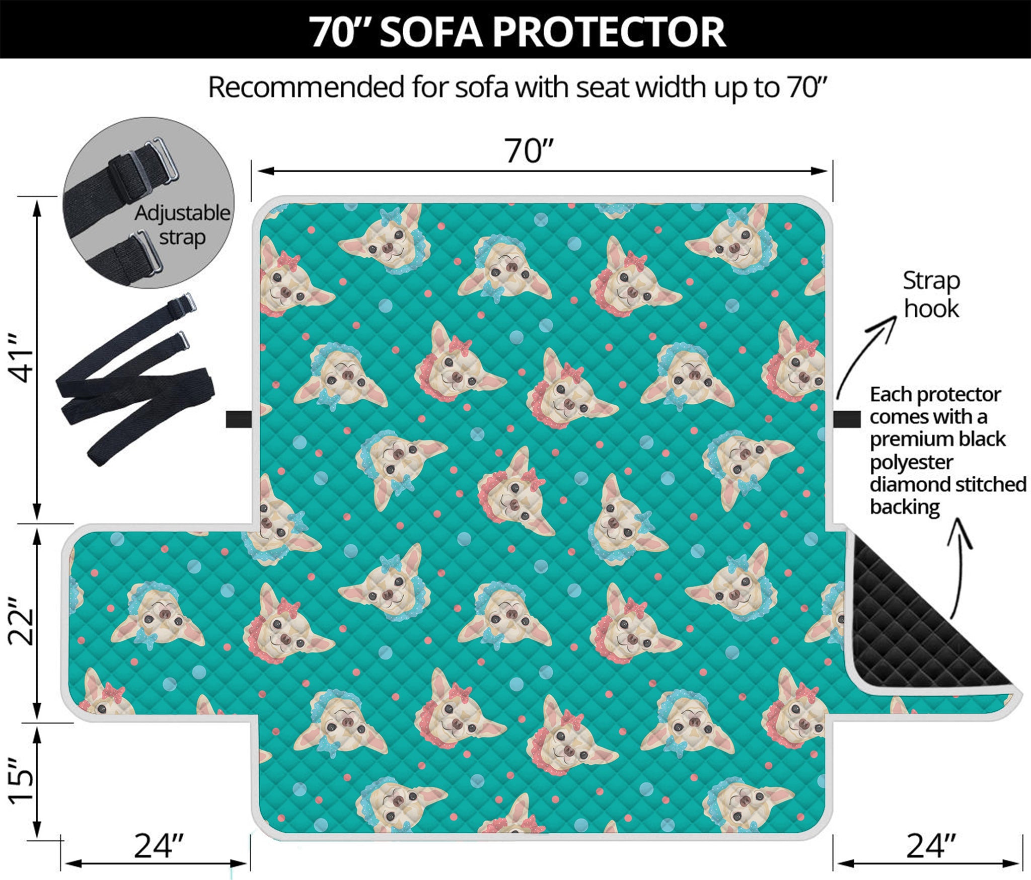 Chihuahua Puppy Pattern Print Sofa Protector