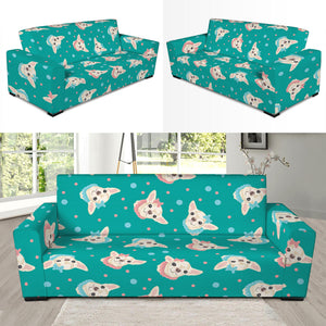 Chihuahua Puppy Pattern Print Sofa Slipcover