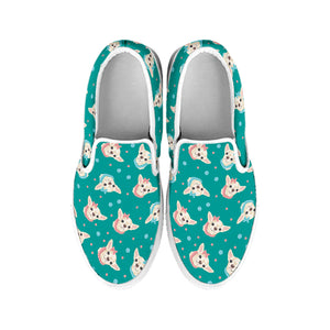 Chihuahua Puppy Pattern Print White Slip On Shoes