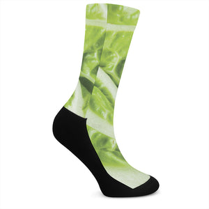 Chinese Cabbage Leaf Print Crew Socks