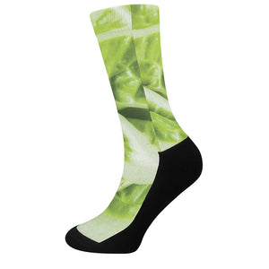 Chinese Cabbage Leaf Print Crew Socks