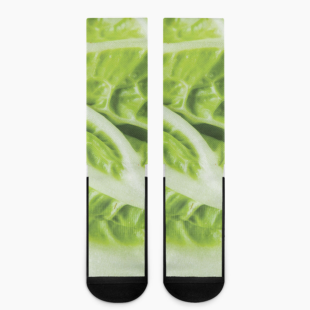 Chinese Cabbage Leaf Print Crew Socks