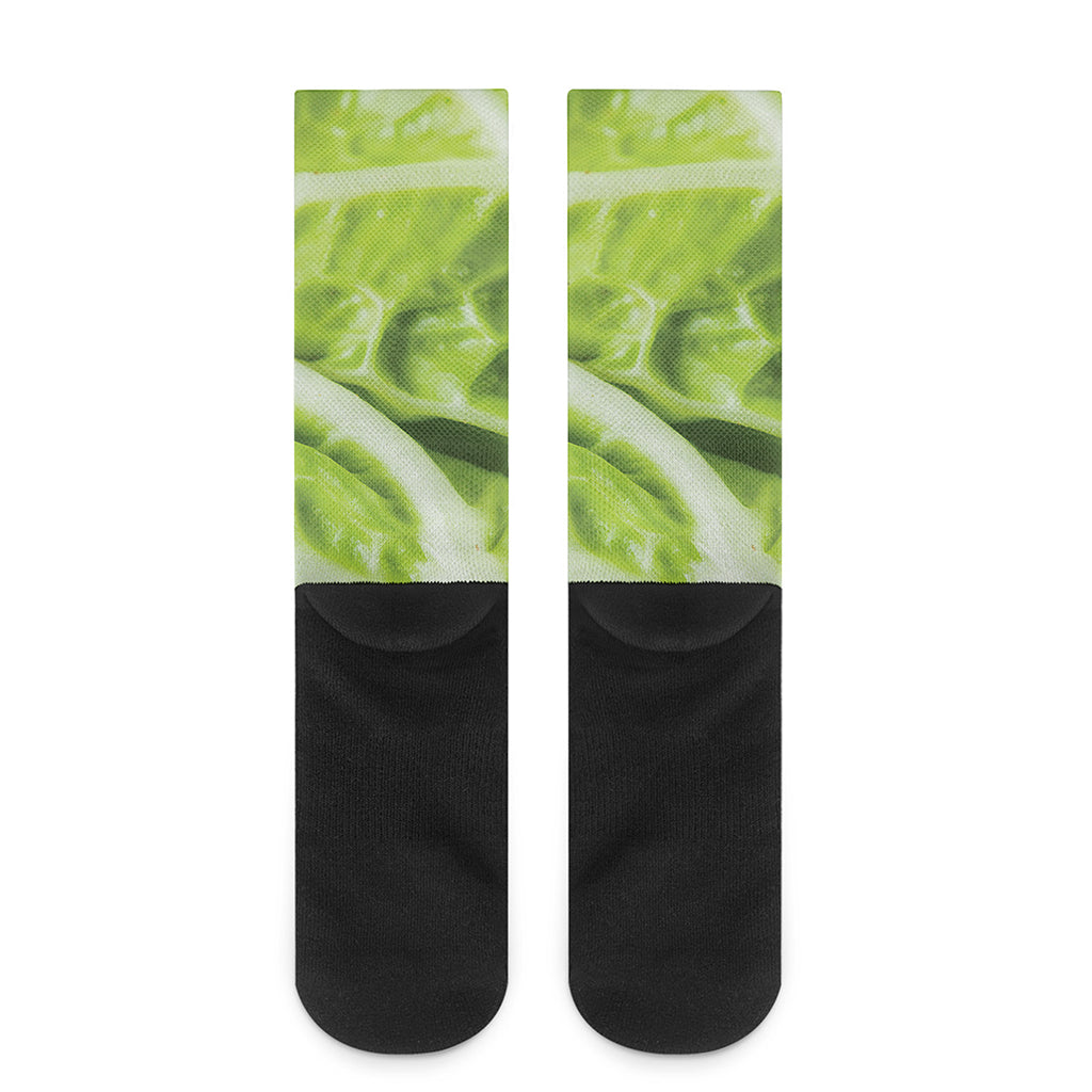 Chinese Cabbage Leaf Print Crew Socks