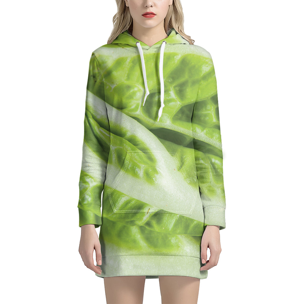 Chinese Cabbage Leaf Print Hoodie Dress