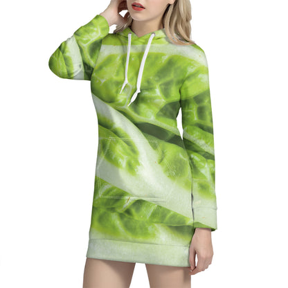 Chinese Cabbage Leaf Print Hoodie Dress