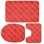 Chinese Cherry Blossom Pattern Print 3 Piece Bath Mat Set