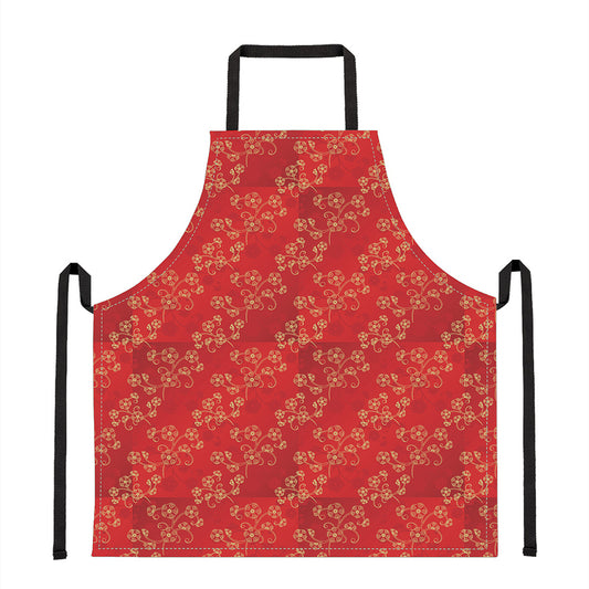 Chinese Cherry Blossom Pattern Print Apron