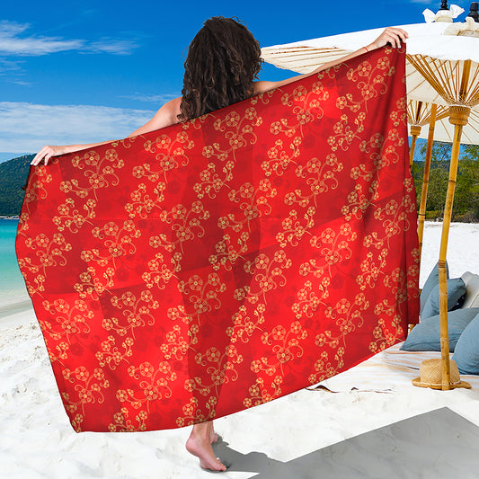 Chinese Cherry Blossom Pattern Print Beach Sarong Wrap