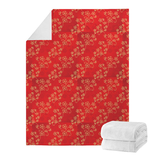 Chinese Cherry Blossom Pattern Print Blanket