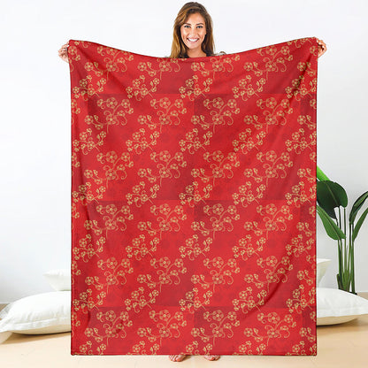 Chinese Cherry Blossom Pattern Print Blanket