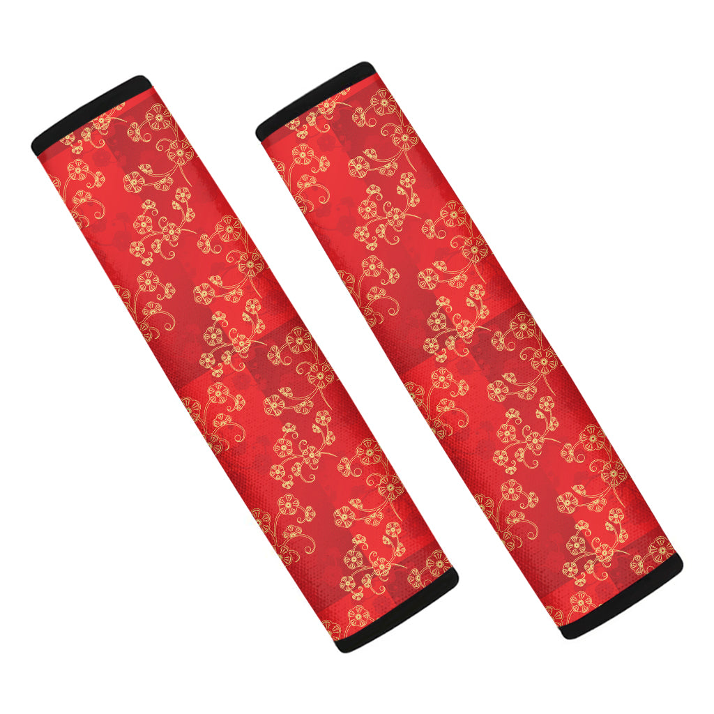 Chinese Cherry Blossom Pattern Print Car Seat Belt Covers