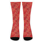 Chinese Cherry Blossom Pattern Print Crew Socks