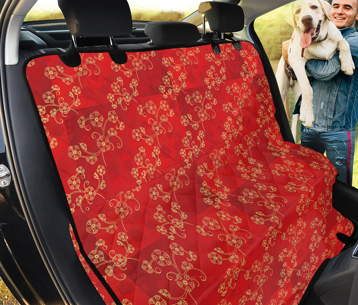 Chinese Cherry Blossom Pattern Print Pet Car Back Seat Cover
