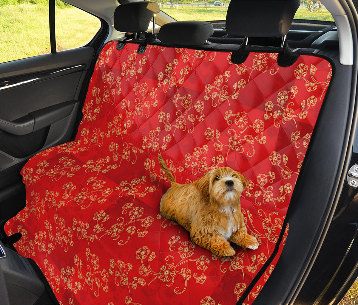 Chinese Cherry Blossom Pattern Print Pet Car Back Seat Cover