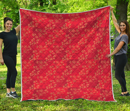 Chinese Cherry Blossom Pattern Print Quilt