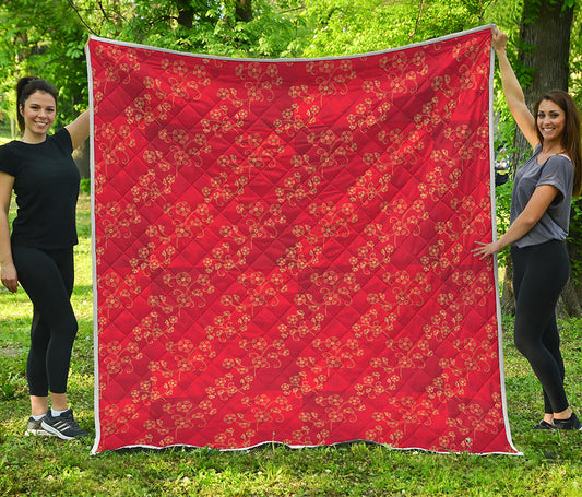 Chinese Cherry Blossom Pattern Print Quilt