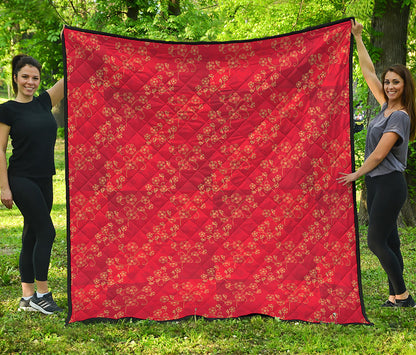 Chinese Cherry Blossom Pattern Print Quilt