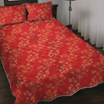 Chinese Cherry Blossom Pattern Print Quilt Bed Set