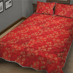 Chinese Cherry Blossom Pattern Print Quilt Bed Set