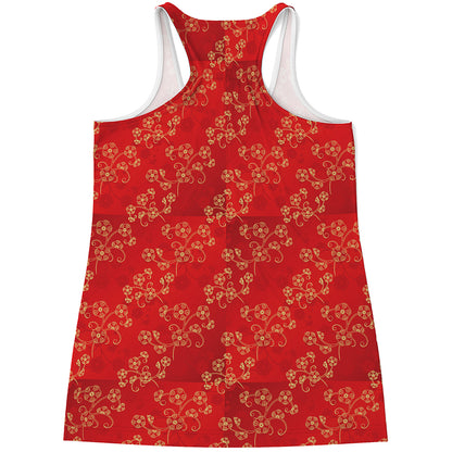 Chinese Cherry Blossom Pattern Print Women's Racerback Tank Top