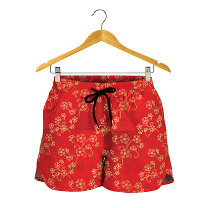 Chinese Cherry Blossom Pattern Print Women's Shorts