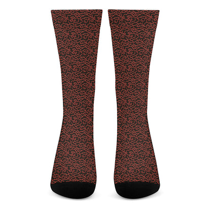 Chinese Cloud Pattern Print Crew Socks