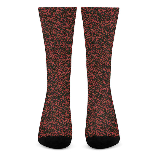 Chinese Cloud Pattern Print Crew Socks