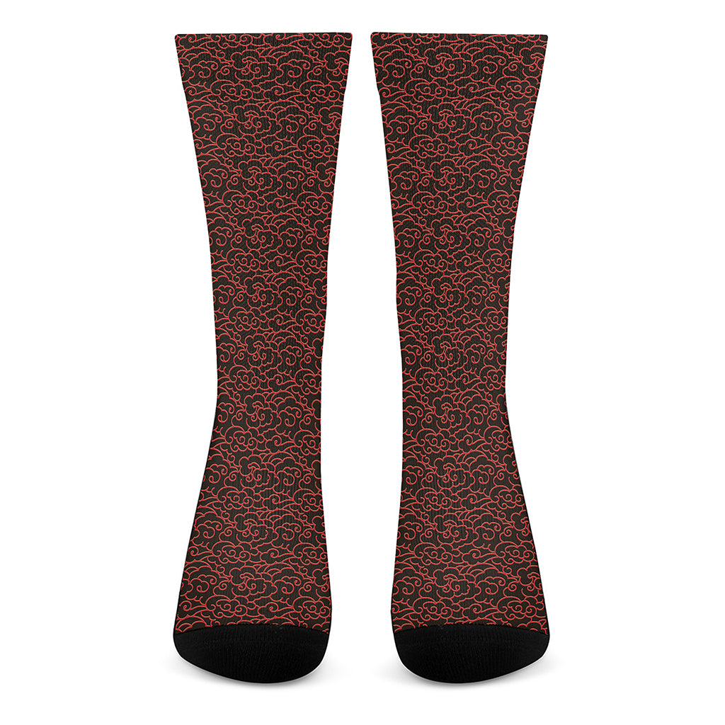 Chinese Cloud Pattern Print Crew Socks