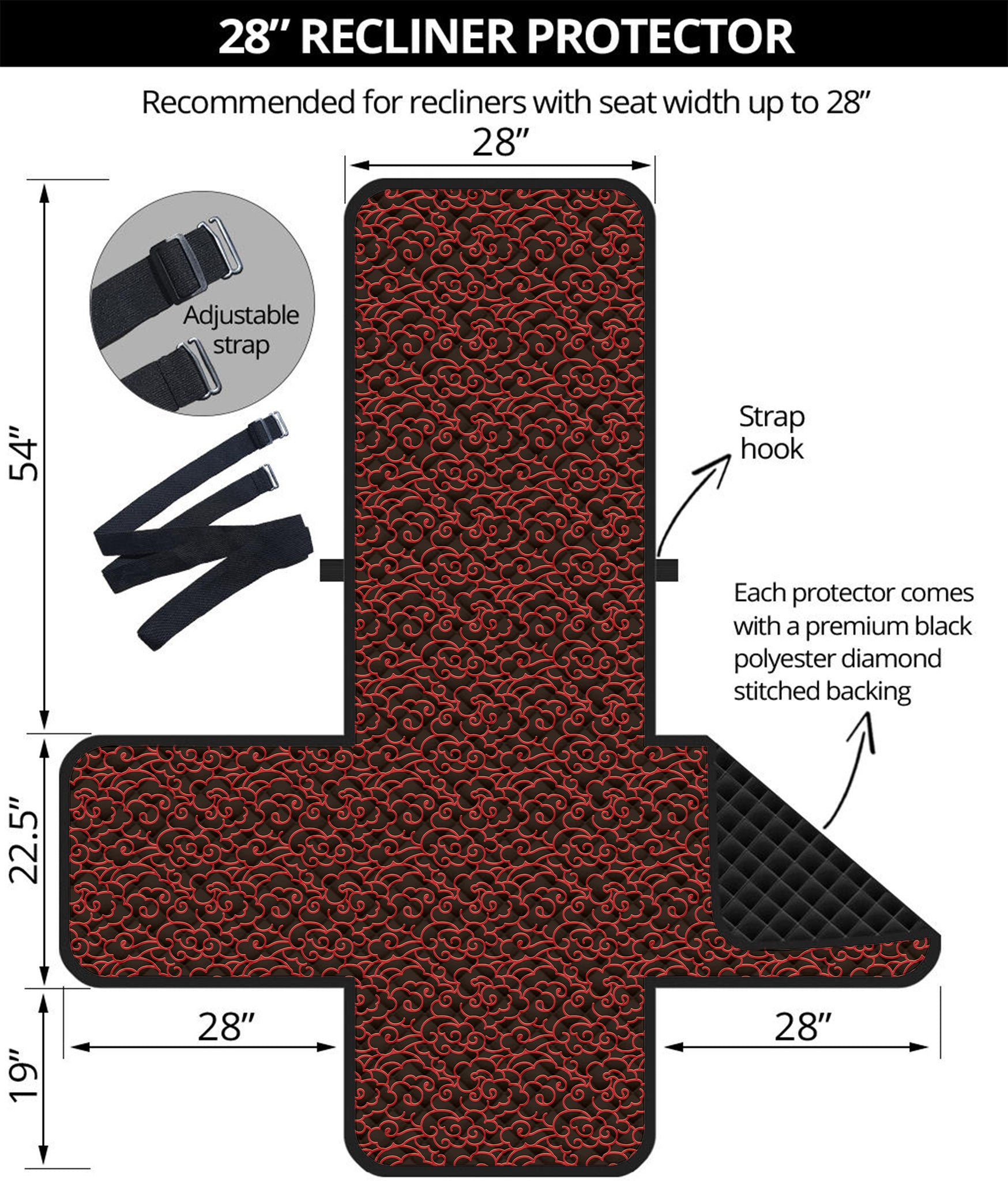 Chinese Cloud Pattern Print Recliner Protector