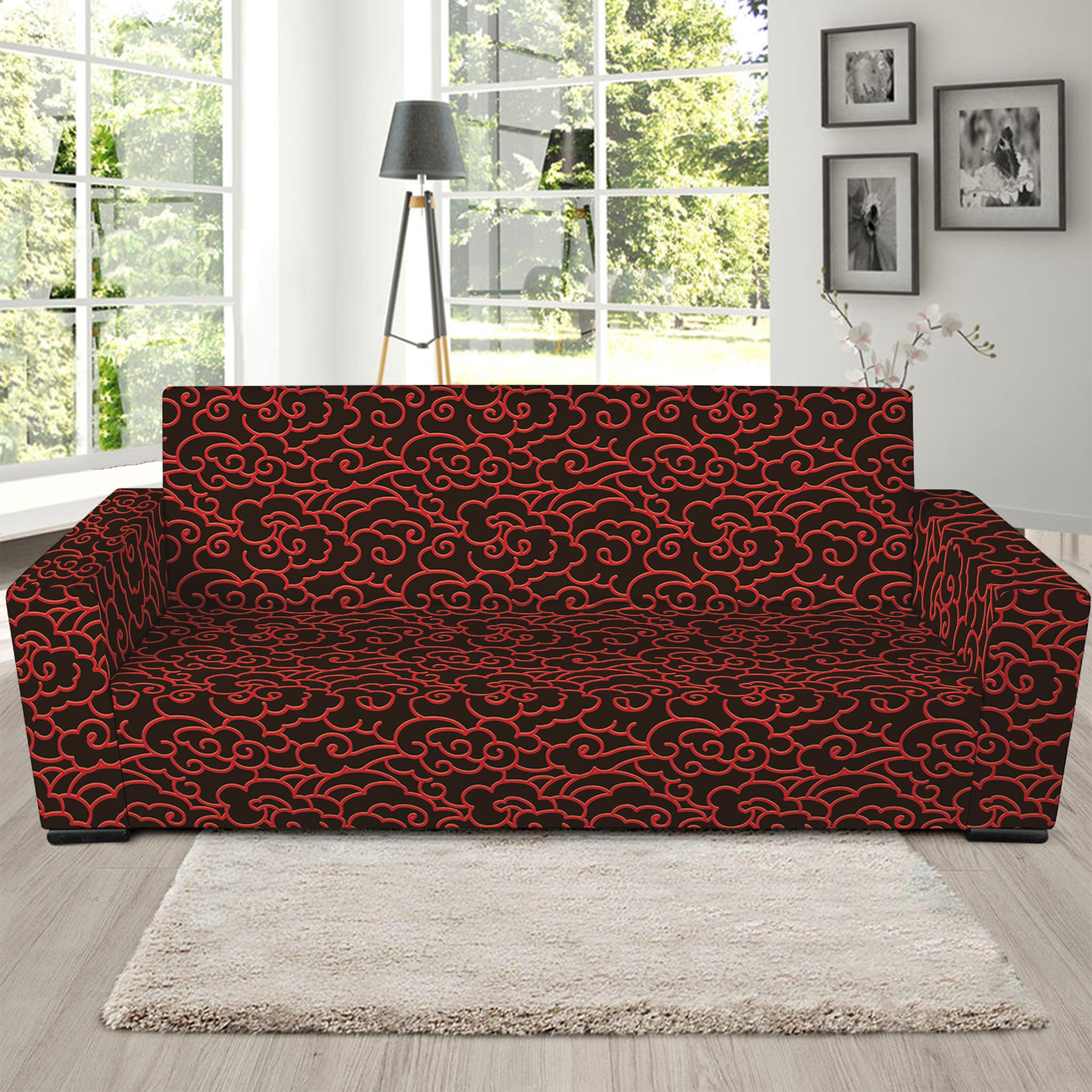 Chinese Cloud Pattern Print Sofa Slipcover