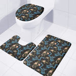 Chinese Dragon And Flower Pattern Print 3 Piece Bath Mat Set