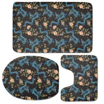 Chinese Dragon And Flower Pattern Print 3 Piece Bath Mat Set