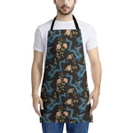 Chinese Dragon And Flower Pattern Print Apron